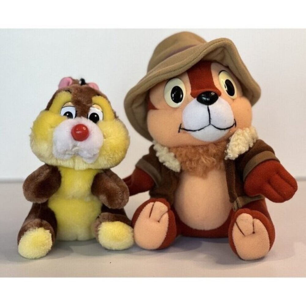 Lot of 2 Vintage Chip & Dale Plush - 1970's 7" Disneyland & 9" Playskool (1989)